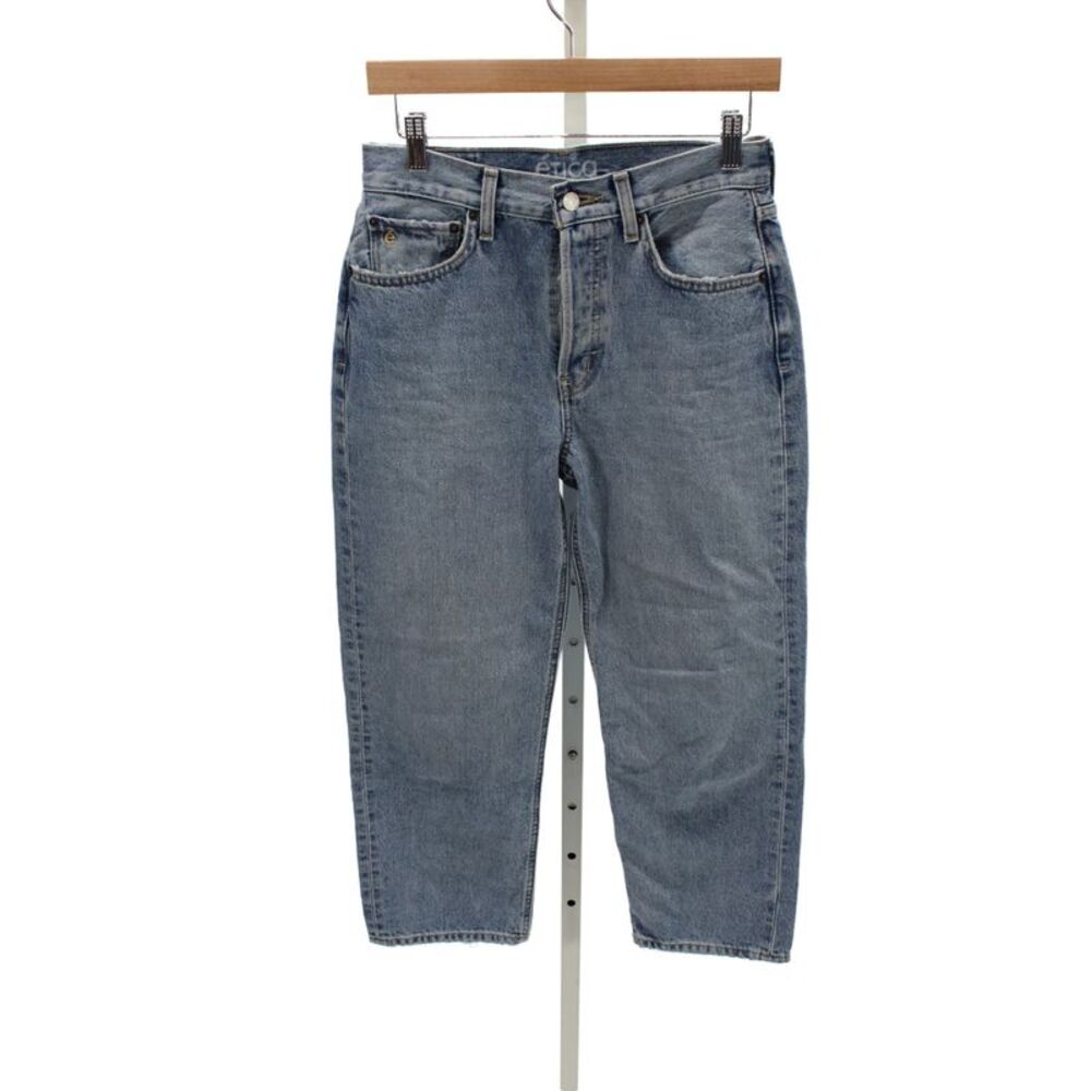Etica Womens Straight High Rise Jeans Blue 100% Cotton Button Size 26